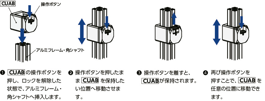 CUAB-40｜クイックポジショニングブラケット - アルミフレーム用 B 40｜NBK【鍋屋バイテック会社】