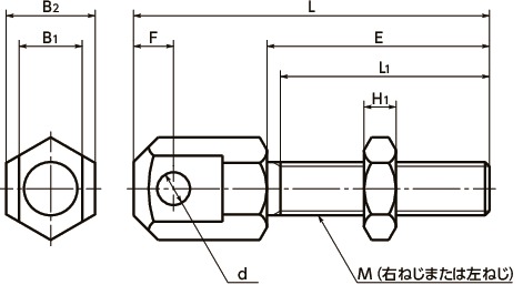 SRCローラチェーンボルト寸法図