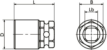 SKW盗難防止ナット用ソケット寸法図