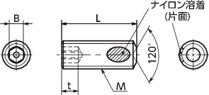 SRHSET-ALK六角穴付き止めねじ（ピンつき / ナイロン溶着つき）寸法図