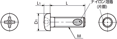 SRP-TZB-ALK十字穴付きなべ小ねじ（ピンつき / ナイロン溶着つき）寸法図