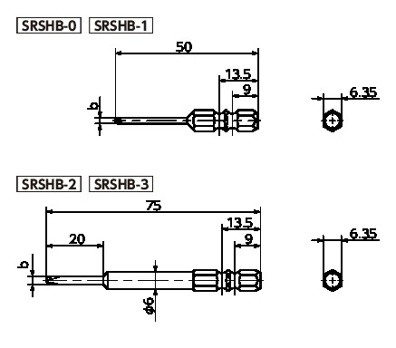 SRSHBいたずら防止極低頭ボルト用ビット寸法図