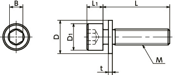 SNSI1T-UTチタン座金組込み六角穴付きボルト寸法図