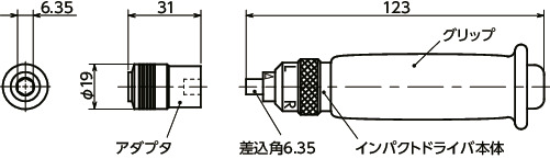 SKEIDインパクトドライバ寸法図