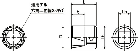 SKEK六角破損ねじ取りはずしソケット寸法図