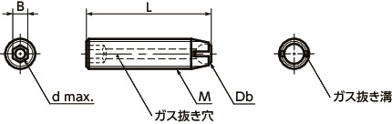 SCSS-VFクランピングスクリュー（ガス抜き穴つき）寸法図