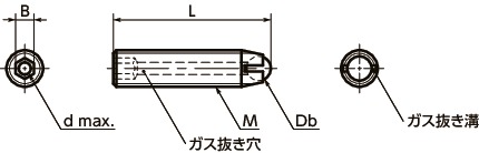 SCSS-VRクランピングスクリュー（ガス抜き穴つき）寸法図