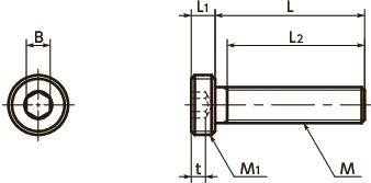 SNCPSカバーキャップ用ボルト寸法図