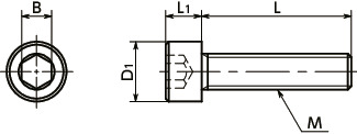 SNSS-PC六角穴付きボルト（特殊化学研磨処理）寸法図