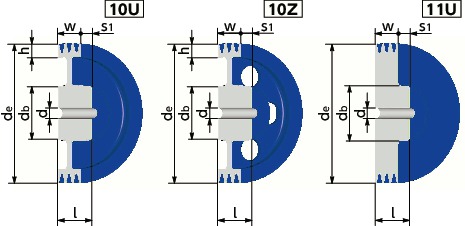 3V-3ウェッジプーリー - 3V・3VX適用寸法図