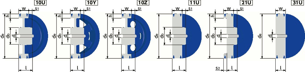 3V-6ウェッジプーリー - 3V・3VX適用寸法図