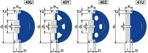 8V-8ウェッジプーリー - 8V・8VX適用寸法図